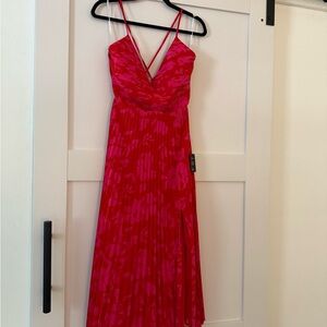 Vibrant Moment Floral Pleated Lace Up Dress